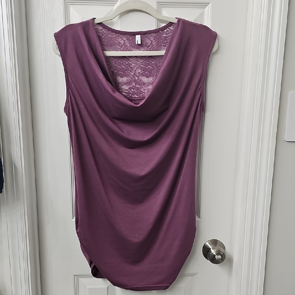 Zeagoo Sleeveless Purple Drape Top